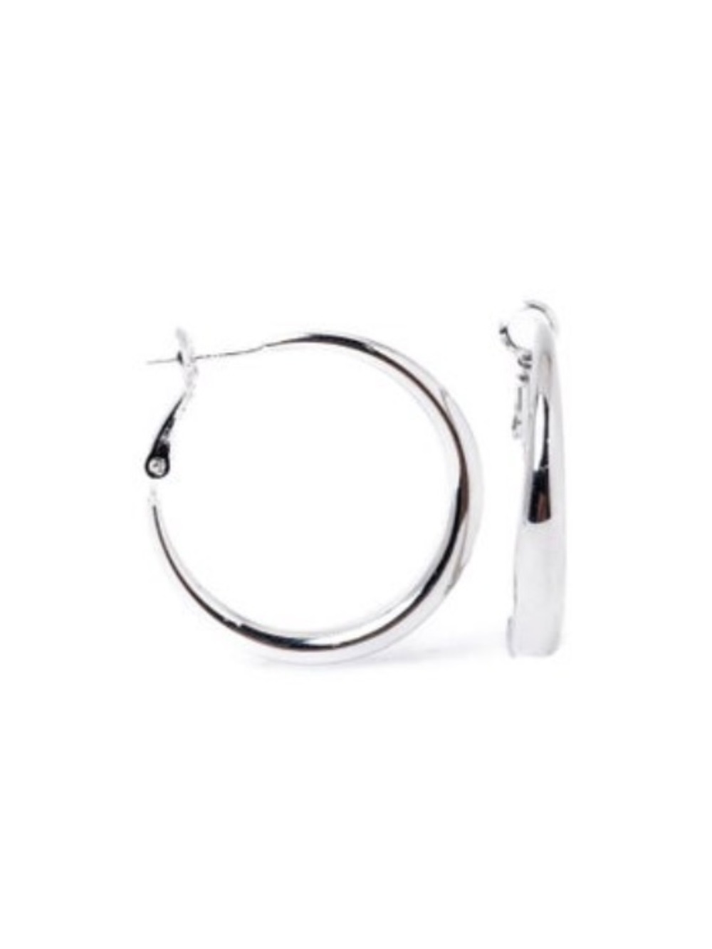 New in Pouch By Alexa Rae Vogue Shiny Silver Hoop Earrings - Picture 2 of 4